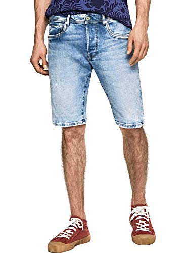 Pepe Jeans Herren Stanley Short Distressed Eco Badeshorts, Blau (Denim 000), W28 (Herstellergröße: 28) von Pepe Jeans