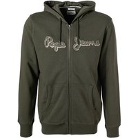 Pepe Jeans Herren Sweatjacke grün Baumwolle Logo und Motiv von Pepe Jeans