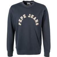 Pepe Jeans Herren Sweatshirt blau Baumwolle Logo und Motiv von Pepe Jeans