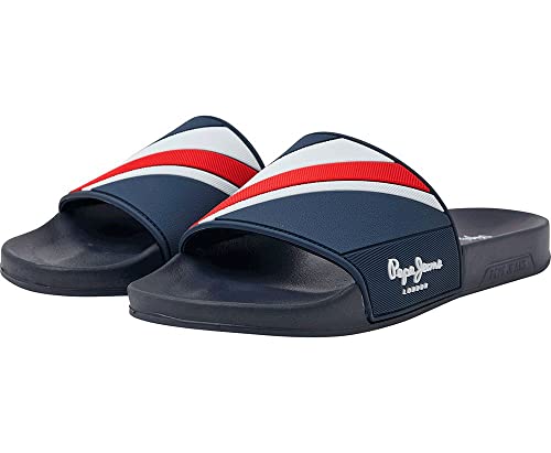 Pepe Jeans Herren Texture Slide Sandals, Navy, 45 EU von Pepe Jeans