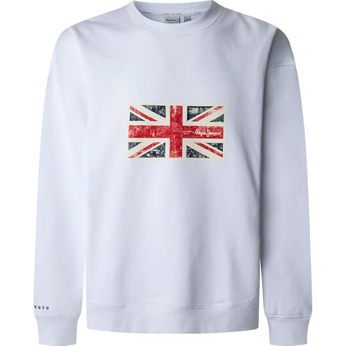 Pepe Jeans Herren Union Crew Sweatshirt, Weiß (Weiß), XL von Pepe Jeans