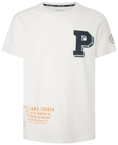 Pepe Jeans Herren Wonty T-Shirt, White (Off White), M von Pepe Jeans