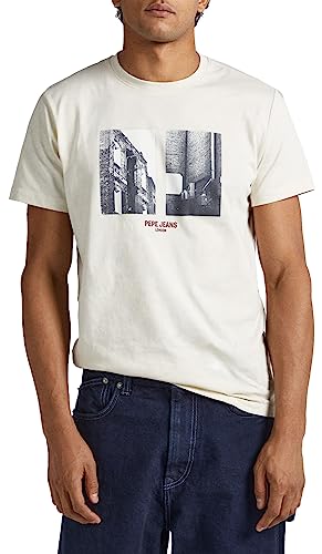 Pepe Jeans Herren Worth T-Shirt, Beige (Ivory), XS von Pepe Jeans