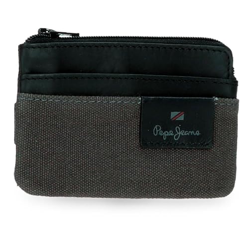 Pepe Jeans Hilltop Geldbörse mit Kartenfach, grau, 11 x 7 x 1,5 cm, Leder von Joumma Bags, grau, Talla única, Geldbörse mit Kartenhalter von Pepe Jeans