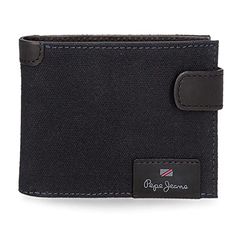Pepe Jeans Hilltop Horizontale Geldbörse mit Klickverschluss, Blau, 11 x 8,5 x 1 cm, Leder, blau, Horizontale Geldbörse mit Klickverschluss von Pepe Jeans