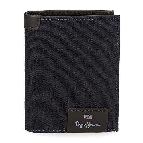 Pepe Jeans Hilltop Vertikale Geldbörse mit Geldbörse, Blau, 8,5 x 10,5 x 1 cm, Leder, blau, Vertikale Geldbörse mit Geldbeutel von Pepe Jeans