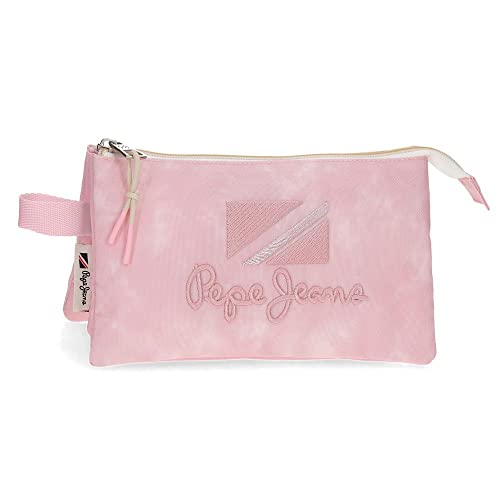 Pepe Jeans Holi Federmäppchen, dreifach, Rosa, 22 x 12 x 5 cm, Polyester, Rosa, Dreifach-Etui von Pepe Jeans