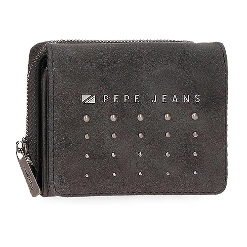 Pepe Jeans Holly Geldbörse mit Geldbörse Schwarz 10x8x3 cm Kunstleder, Schwarz, Talla única, Brieftasche mit Geldbörse von Pepe Jeans