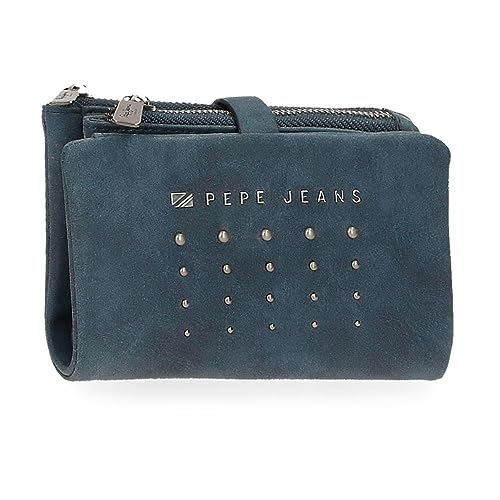 Pepe Jeans Holly Geldbörse mit Kartenfach, Blau, 14,5 x 9 x 2 cm, Kunstleder, blau, Talla única, Brieftasche mit Kartenhalter von Pepe Jeans