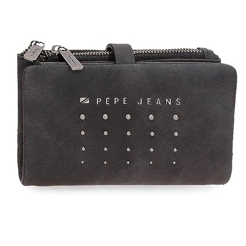 Pepe Jeans Holly Geldbörse mit Kartenfach, Schwarz, 14,5 x 9 x 2 cm, Kunstleder, Schwarz, Talla única, Brieftasche mit Kartenhalter von Pepe Jeans