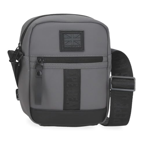 Pepe Jeans Hoxton Umhängetasche klein, grau, 15 x 19 x 6 cm, Polyester und PU by Joumma Bags, grau, Talla única, Kleine Umhängetasche von Pepe Jeans