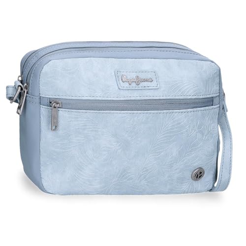 Pepe Jeans Jana Umhängetasche mit zwei Fächern, Blau, 24 x 16 x 9 cm, Polyester, mit Details aus Kunstleder von Joumma Bags, blau, Talla única, Umhängetasche mit zwei Fächern von Pepe Jeans