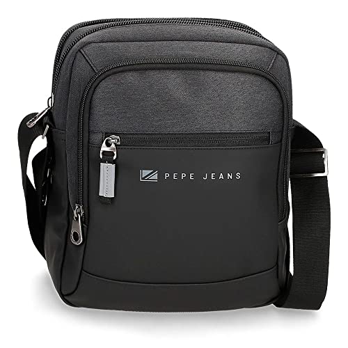 Pepe Jeans Jarvis Umhängetasche für Tablet, Schwarz, 22 x 27 x 8 cm, Polyester mit Details aus Kunstleder von Pepe Jeans