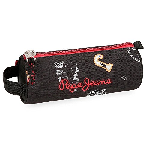 Pepe Jeans Jill Rundes Federmäppchen Schwarz 23x9x9 cms Polyester von Pepe Jeans