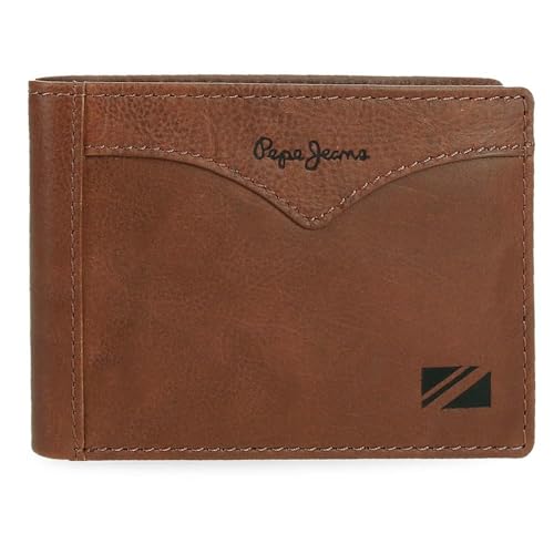 Pepe Jeans Joumma Bags Horizontale Geldbörse mit Geldbörse, Braun, 11,5 x 8 x 1 cm, Leder, braun, Talla única, Horizontale Geldbörse mit Münzfach von Pepe Jeans