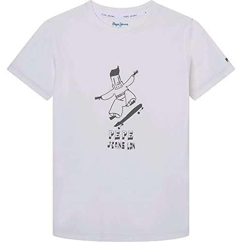 Pepe Jeans Jungen Boomer T-Shirt, White (Off White), 10 Years von Pepe Jeans