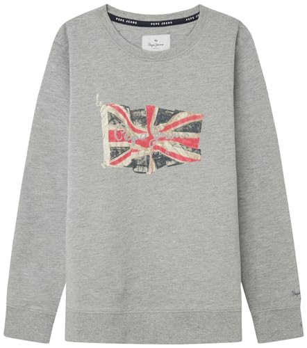 Pepe Jeans Jungen Flag Logo Crew, Grau (Grey Marl), 8 Jahre von Pepe Jeans