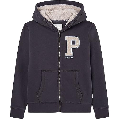 Pepe Jeans Jungen Niki Hooded Sweatshirt, Black (Washed Black), 14 Years von Pepe Jeans