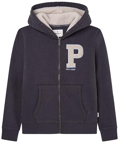 Pepe Jeans Jungen Niki Hooded Sweatshirt, Black (Washed Black), 16 Years von Pepe Jeans