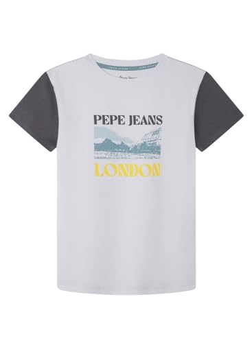 Pepe Jeans Jungen Rick T-Shirt, Weiß (Weiß), 10 Jahre von Pepe Jeans