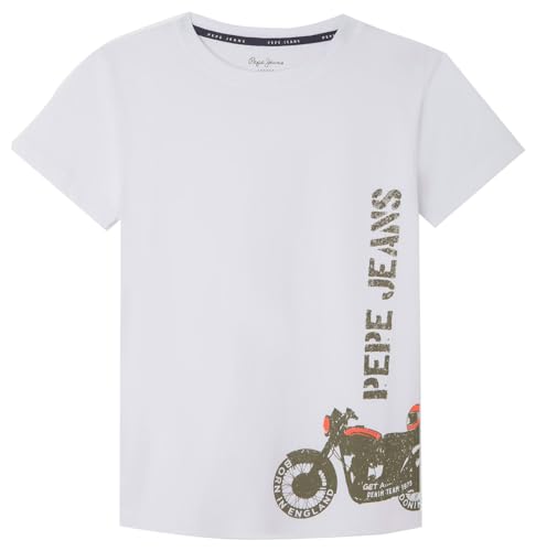 Pepe Jeans Jungen Robert T-Shirt, Weiß (Weiß), 8 Jahre von Pepe Jeans