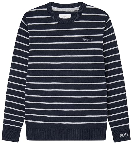 Pepe Jeans Jungen Tottenham Stripes Pullover Sweater, Blue (Dulwich), 16 Years von Pepe Jeans
