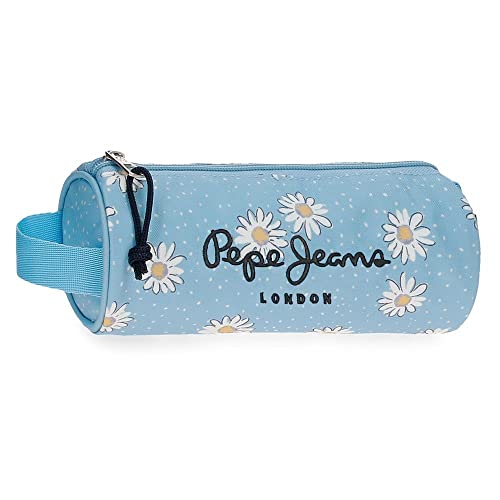 Pepe Jeans Katherine Federmäppchen, rund, Blau, 23 x 9 x 9 cm, Polyester, blau, Talla Unica, Rundes Etui von Pepe Jeans