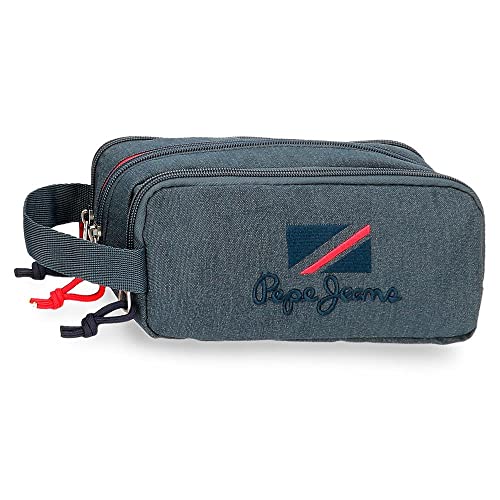 Pepe Jeans Kay Dreifach Federmäppchen Blau 22x10x9 cm Polyester von Pepe Jeans