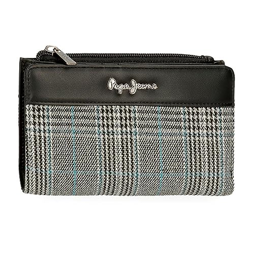 Pepe Jeans Kendra Geldbörse mit Kartenfach, Schwarz, 17 x 10 x 2 cm, Polyester mit Details aus Kunstleder, Schwarz, Talla única, Brieftasche mit Kartenhalter von Pepe Jeans