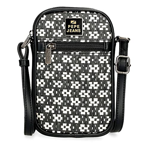 Pepe Jeans Lana Umhängetasche Handyhalter Schwarz 11x17,5x2,5 cm Kunstleder von Pepe Jeans