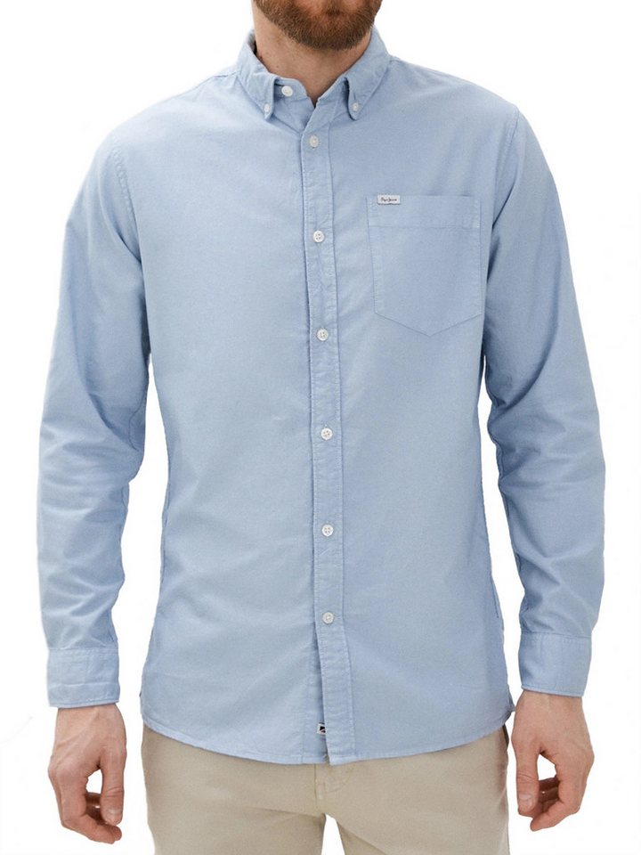 Pepe Jeans Langarmhemd Regular Fit Shirt - Fabio Bleach Blue von Pepe Jeans