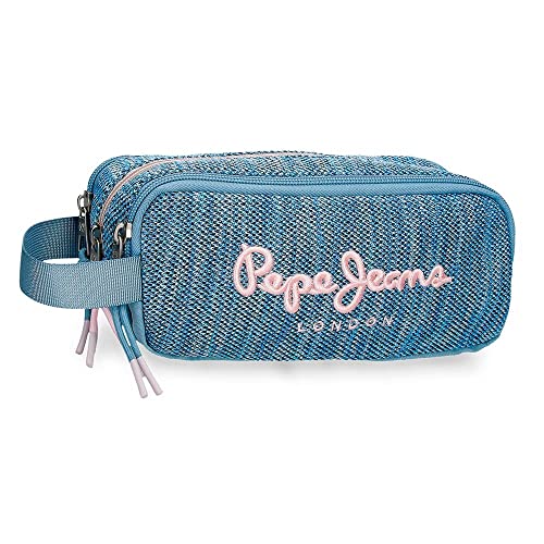 Pepe Jeans Lena Dreifach Federmäppchen Blau 22x10x9 cm Polyester von Pepe Jeans