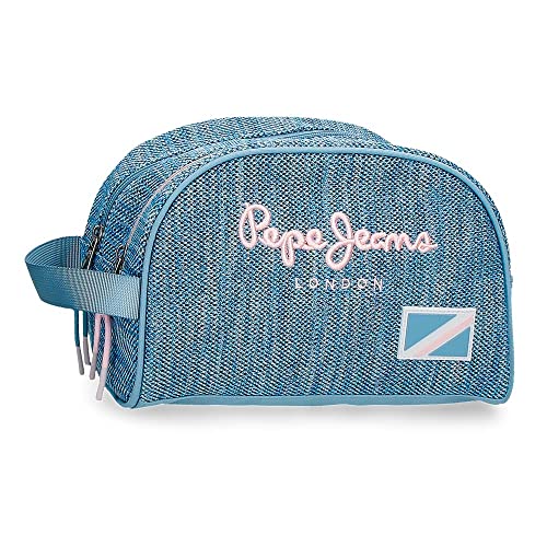 Pepe Jeans Lena Kulturbeutel Zwei Fächer Anpassbar Blau 26x16x12 cm Polyester von Pepe Jeans