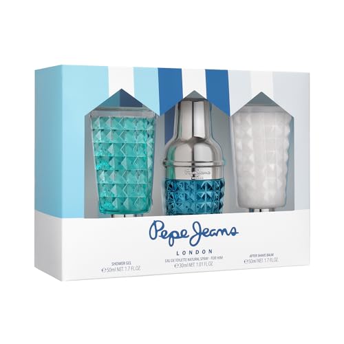 Pepe Jeans Life Is Now For Him Parfüm Herren 3 Teiliges Geschenkset Eau de Toilette 30ml, After Shave 50ml und Duschgel 50ml Aromatisches und Holziges Duftset Herren Parfüm von Pepe Jeans