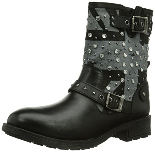 Pepe Jeans London Damen Pimlico Flag Biker Boots, Schwarz (Black 999) von Pepe Jeans