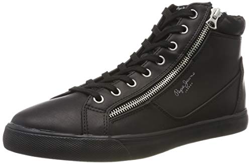 Pepe Jeans London Herren Marton Zipper Hohe Sneaker, Schwarz (Black 999), 43 EU von Pepe Jeans