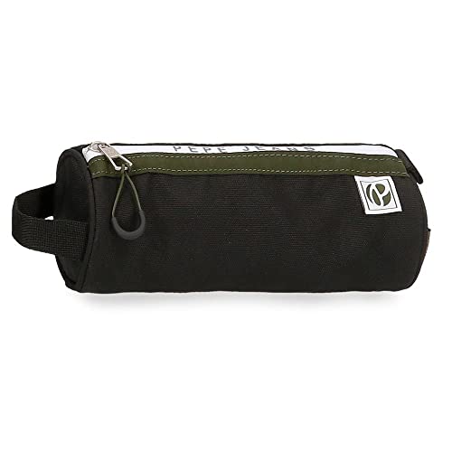 Pepe Jeans Luca Federmäppchen, rund, Schwarz, 23 x 9 x 9 cm, Polyester, Schwarz , Rundes Etui von Pepe Jeans