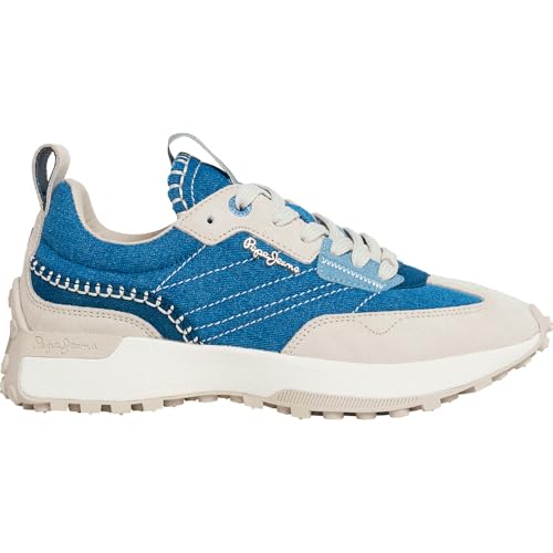 Pepe Jeans Lucky Denim Blaue Turnschuhe aus Leder von Pepe Jeans