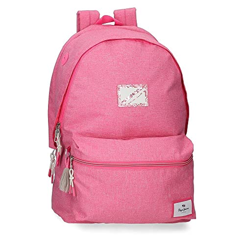 Pepe Jeans Luna Laptop-Rucksack mit zwei Fächern, anpassbar, 15,6 Zoll, Rosa, 31 x 44 x 15 cm, Polyester, 20,46 l von Pepe Jeans