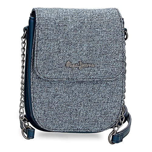 Pepe Jeans Maddie Blue Handy-Umhängetasche 13,5 x 17,5 x 4 cm Polyester mit Kunstlederdetails von Pepe Jeans