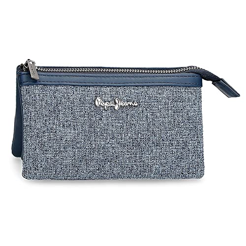 Pepe Jeans Maddie Geldbörse Drei Fächer Blau 17,5 x 9,5 x 2 cm Polyester mit Details aus Kunstleder von Pepe Jeans