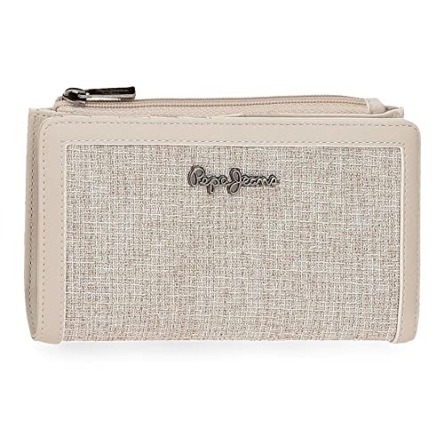 Pepe Jeans Maddie Geldbörse mit Kartenhalter Beige 17x10x2 cm Polyester mit Kunstlederdetails von Pepe Jeans