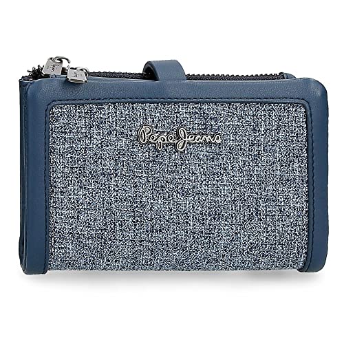 Pepe Jeans Maddie Geldbörse mit blauem Kartenhalter 14,5 x 9 x 2 cm Polyester mit Kunstlederdetails von Pepe Jeans