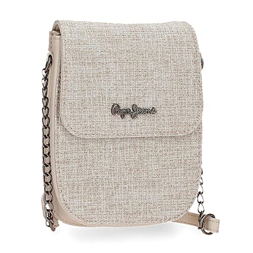 Pepe Jeans Maddie Mobile Umhängetasche Beige 13,5x17,5x4 cm Polyester mit Details aus Kunstleder von Pepe Jeans