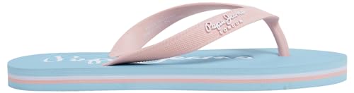 Pepe Jeans Mädchen Bay Beach Brand G Flip-Flop, Blau (Hellblau), 5,5 von Pepe Jeans