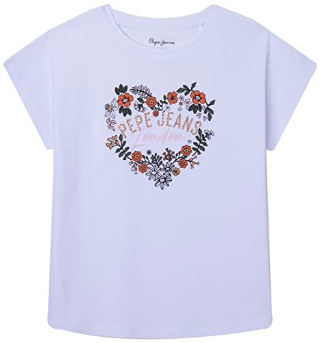 Pepe Jeans Mädchen Gautier T-Shirt, White (White), 10 Years von Pepe Jeans