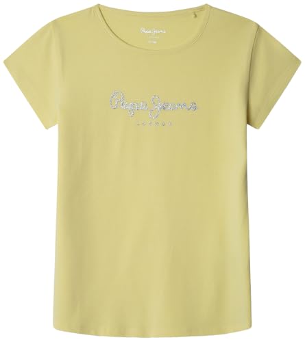 Pepe Jeans Mädchen Hana Glitter N T-Shirt, Gelb (Sorbet Zitronengelb), 16 Jahre von Pepe Jeans