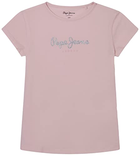 Pepe Jeans Mädchen Hana Glitter S/S N T-Shirt, Rosa (Soft Pink), 10 Years von Pepe Jeans