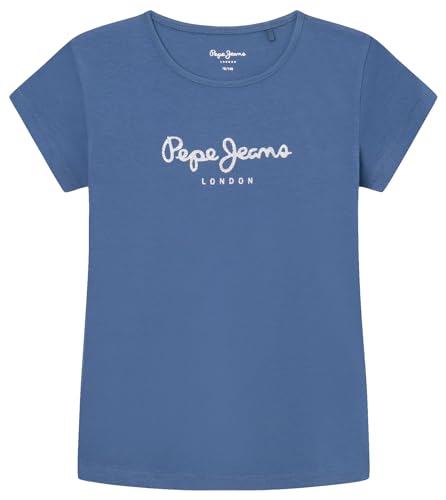 Pepe Jeans Mädchen Hana Glitter T-Shirt, Blau (Sea Blue), 12 Jahre von Pepe Jeans