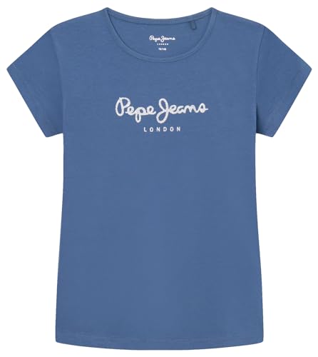 Pepe Jeans Mädchen Hana Glitter T-Shirt, Blau (Seeblau), 10 Jahre von Pepe Jeans